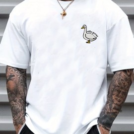Silly Goose Print, Men's Graphic Design Crew Neck T-shirt, Casual Comfy Tees Tshirts For Summer, Men's Clothing Tops