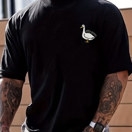 Silly Goose Print, Men's Graphic Design Crew Neck T-shirt, Casual Comfy Tees Tshirts For Summer, Men's Clothing Tops