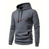 Waffle Pattern Hoodie, Cool Hoodies For Men, Men's Casual Solid Pullover Hooded Sweatshirt With Kangaroo Pocket Streetwear For Winter Fall, As Gifts